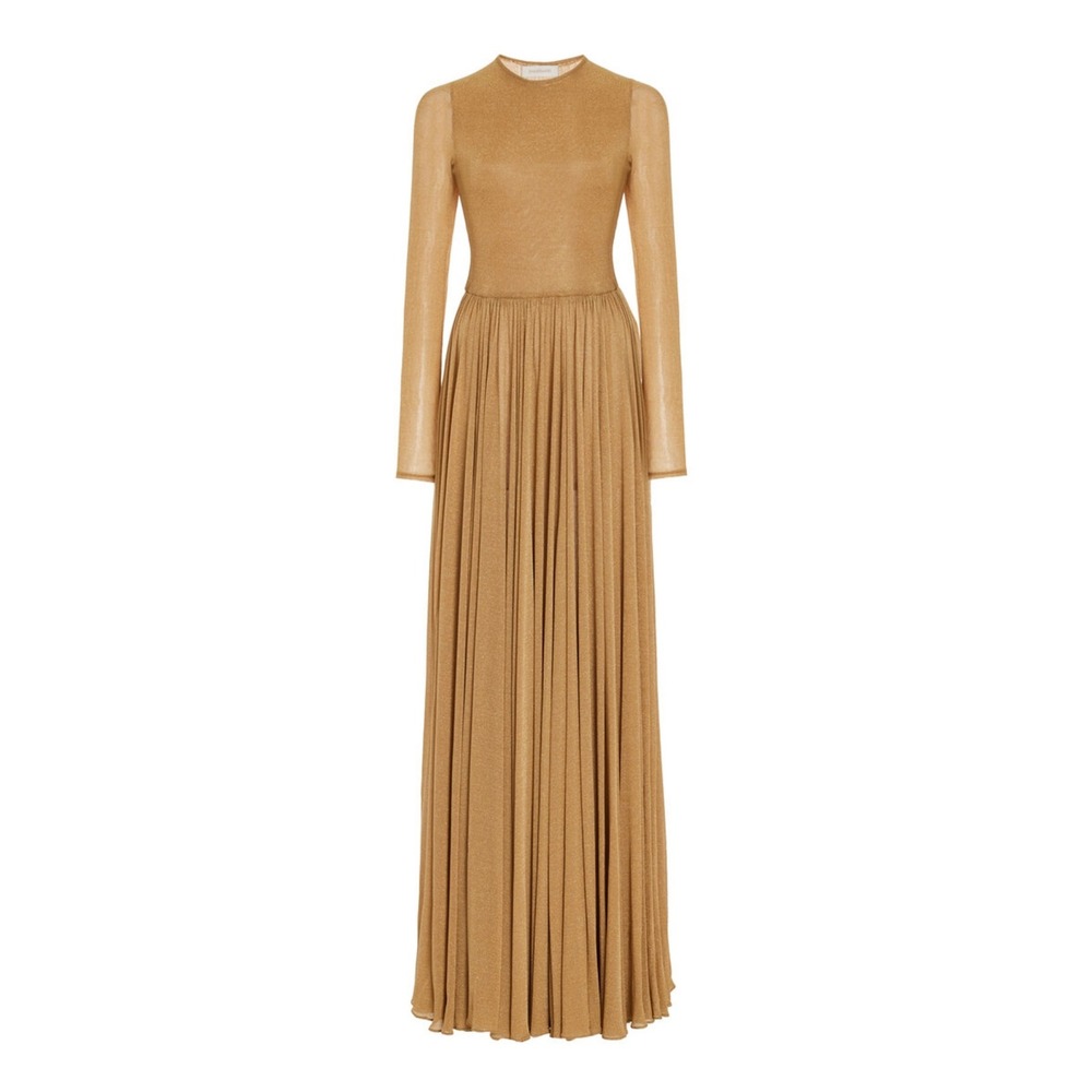 Zimmermann Lyrical Lurex Gown Gold Size AU 0/US 4 Luxury Whimsical Prom Wedding